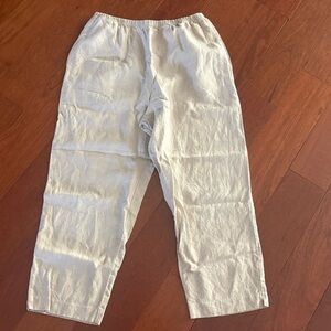 J. Jill Linen Pants Women's  Large Beige Pockets Elastic Waist Lagenlook